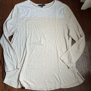 Karen Scott Beige and White Long Sleeve Top